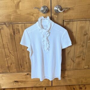 Women’s Equestrian White Ruffled Blouse